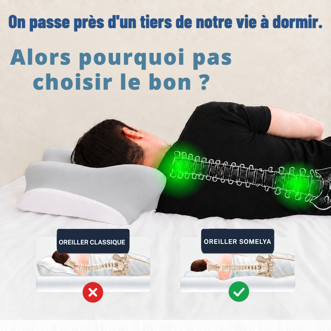 SOMÉLYA — Oreiller Ergonomique à Mémoire de Forme