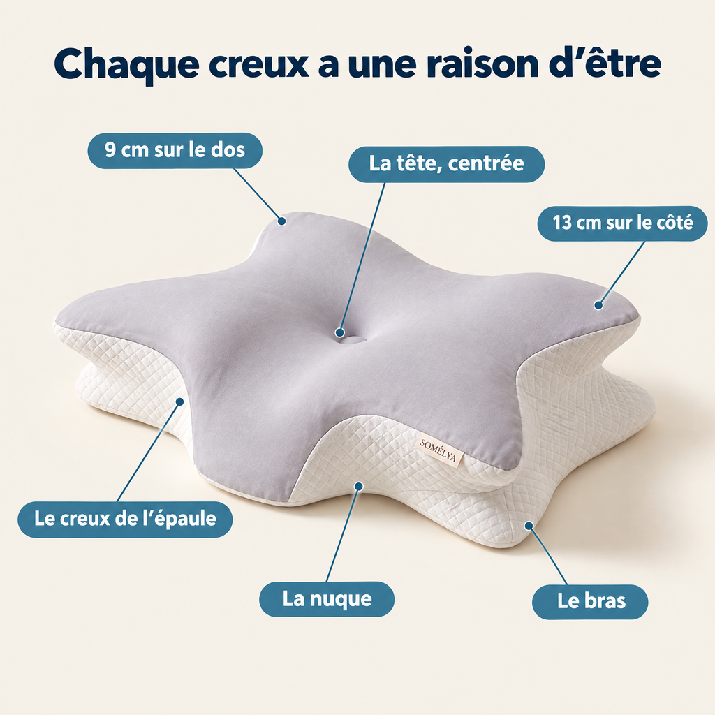 Chaque creux de l'oreiller Somélya a une raison d'être